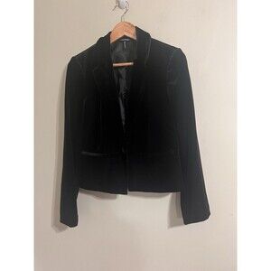 Daisy Fuentes Women's Black Velvet Long Sleeve One Buttons Fitted Blazer M